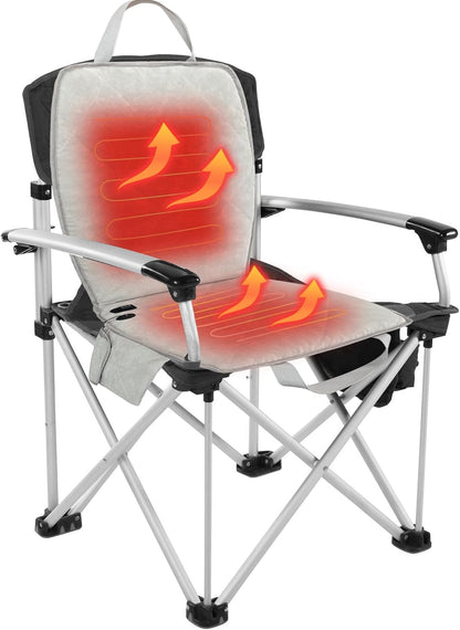 Portable Heated Seat Cushion (No Power Bank) - Premium Heated Camping Chair Pad, Foldable Heated Stadium Seat for Bleachers, USB Powered for Sports & Concerts - Grey