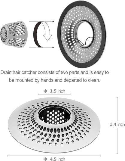LEKEYE Drain Hair Catcher/Bathtub Shower Drain Hair Trap/Strainer Stainless Steel Drain Protector(Patented Product) | Stainless Steel