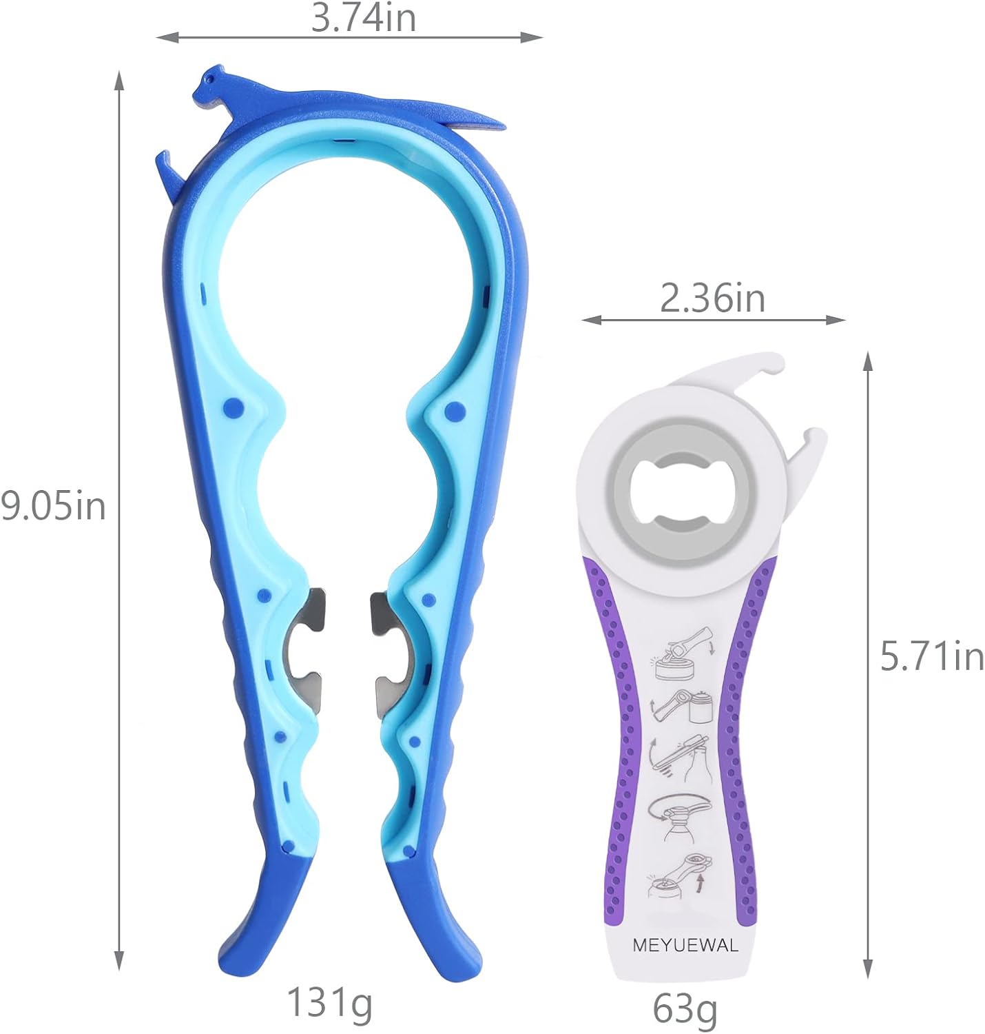Jar Opener Bottle Opener for Weak Hands, 5 in 1 Multi Function Can Opener Bottle Opener Kit with Silicone Handle Easy to Use for Children, Elderly and Arthritis Sufferers (New red)