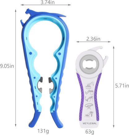 Jar Opener Bottle Opener for Weak Hands, 5 in 1 Multi Function Can Opener Bottle Opener Kit with Silicone Handle Easy to Use for Children, Elderly and Arthritis Sufferers (New red)