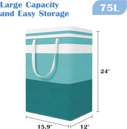 BlissTotes 3-Pack Laundry Basket, Collapsible Laundry Hamper, Grey, 75L | Laundry Clothes Hamper, Hampers for Bedroom, Freestanding Hamper with Handles, Clothes Laundry Basket