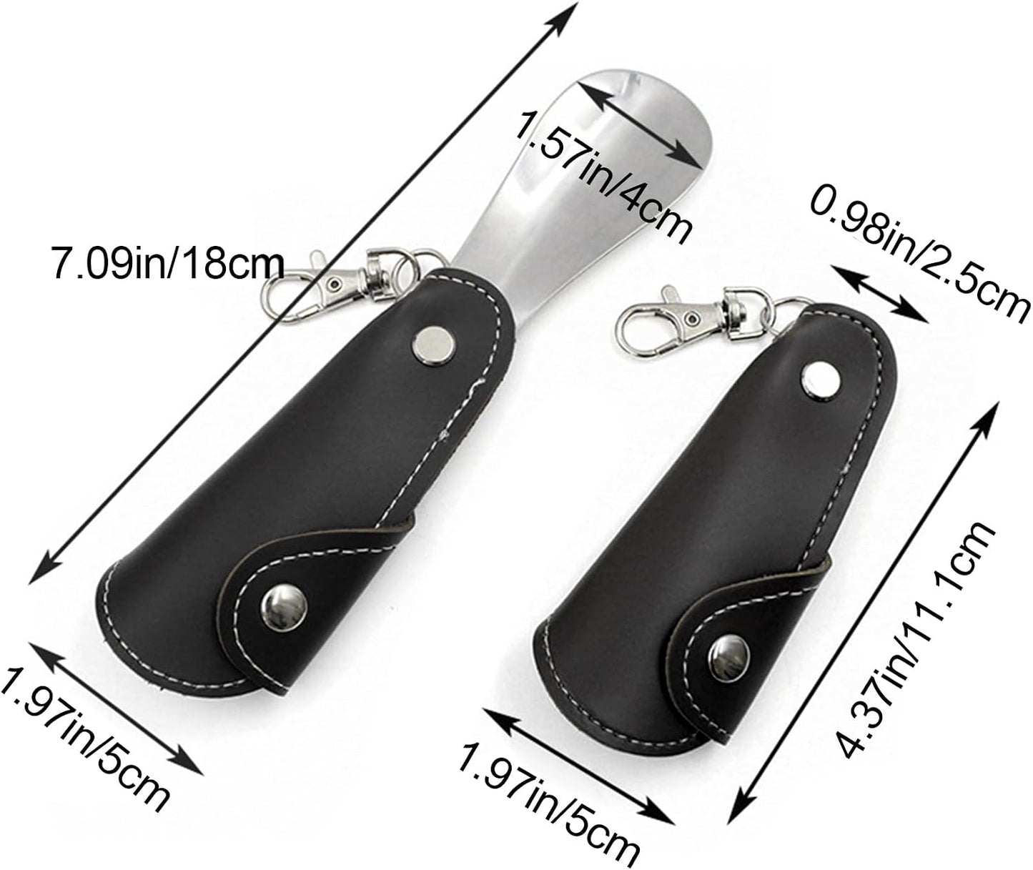 Metal Shoe Horn with Holster, 1 Pc Foldable Shoe Horn with Keychain, Travel Mini Stainless Steel Shoe Spoon
