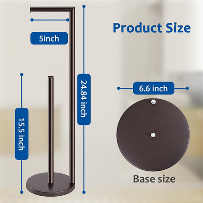 Toilet Paper Holder Stand, Bathroom Free Standing with Storage, Black | Rustproof Toilet Paper Roll Holder for 4 Rolls,with Non-Slip Stable Base,Bathroom Organizers and Storage