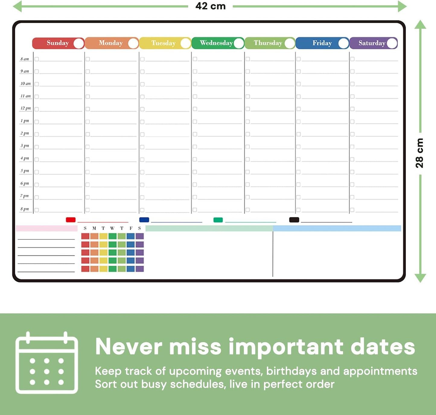 POPRUN Dry Erase Weekly Calendar Whiteboard, Magnetic Hourly Schedule Board | 16.9 x 11" Weekly Planner for Fridge, Time Slots, Family Daily Planning for Refrigerator, Homeschool, Work