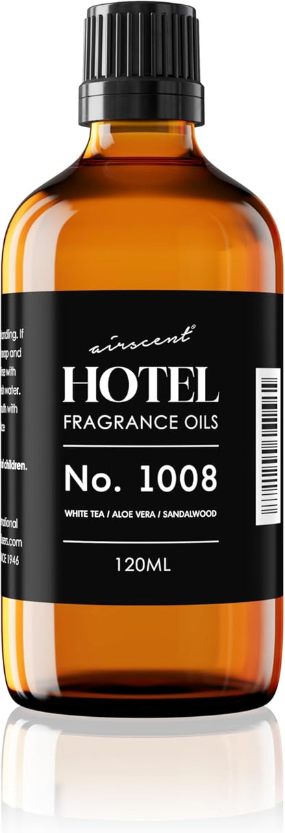AirScent Hotel Diffuser Oil No. 1008 - White Tea Aloe Sandalwood - 500 mL | Hotel Scent Dupe - Premium Fragrance Oil for Ultrasonic and Waterless Diffusers and Crafting - 16.9 fl oz Glass Bottle