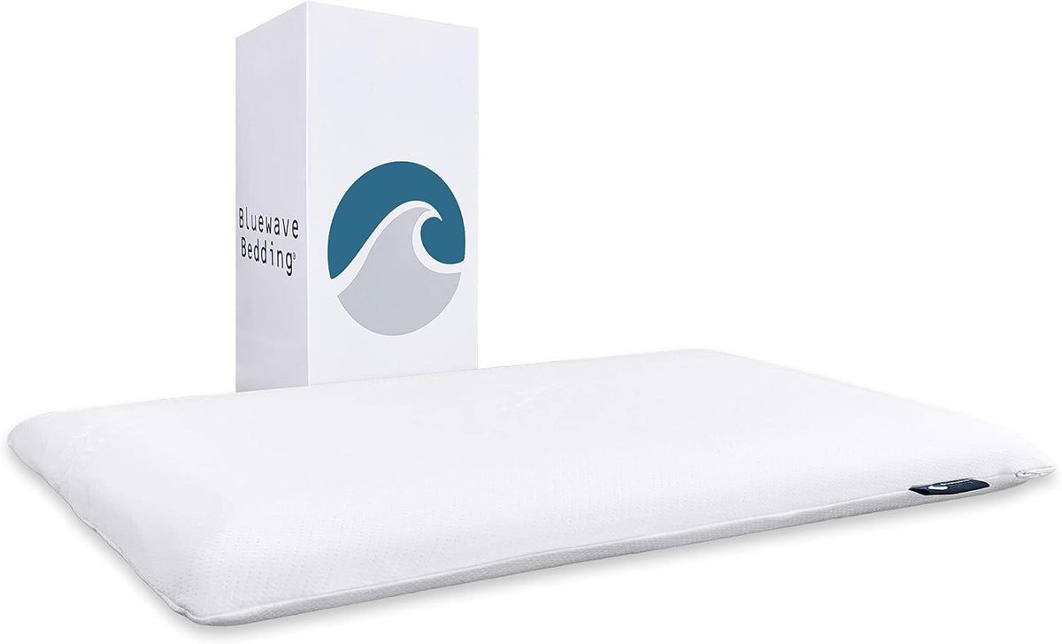 Bluewave Bedding Ultra Slim Gel Memory Foam Pillow for Stomach and Back Sleepers - Thin, Flat Design for Cervical Neck Alignment and Deeper Sleep (2.75-Inches Height, Standard Size)