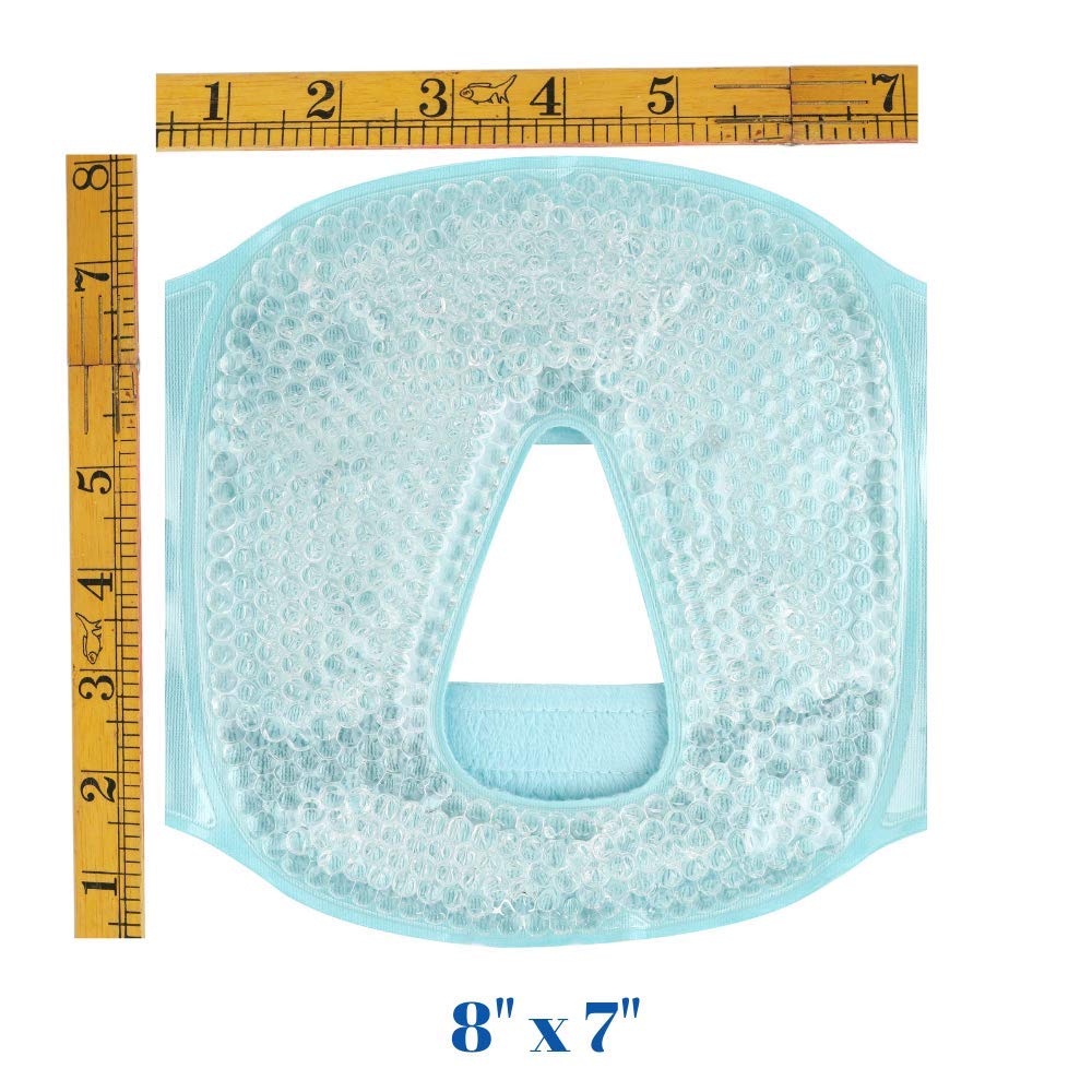 Hot and Cold Therapy Gel Bead Full Facial Mask by FOMI Care | Ice Face Mask for Migraine Headache, Stress Relief | Reduces Eye Puffiness, Dark Circles | Fabric Back (Full Face w/Eye Holes)