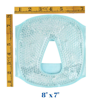 Hot and Cold Therapy Gel Bead Full Facial Mask by FOMI Care | Ice Face Mask for Migraine Headache, Stress Relief | Reduces Eye Puffiness, Dark Circles | Fabric Back (Full Face w/Eye Holes)