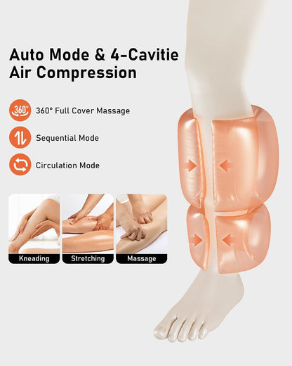 QUINEAR Cordless Calf Massager with Heat and Compression, Leg Massager for Circulation and Pain Relief, Portable Leg Massager with 3 Intensities & 3 Modes, Fast Recovery for Swelling, RLS