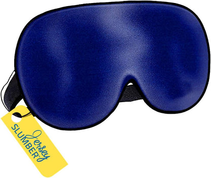 Jersey Slumber 100% Silk Sleep Mask for Women Men Side Sleeper - Light Blocking Eye Mask for Sleeping, Zero Pressure Soft Blindfold, Adjustable Strap, Silk Eye Cover for Travel Nap - Black