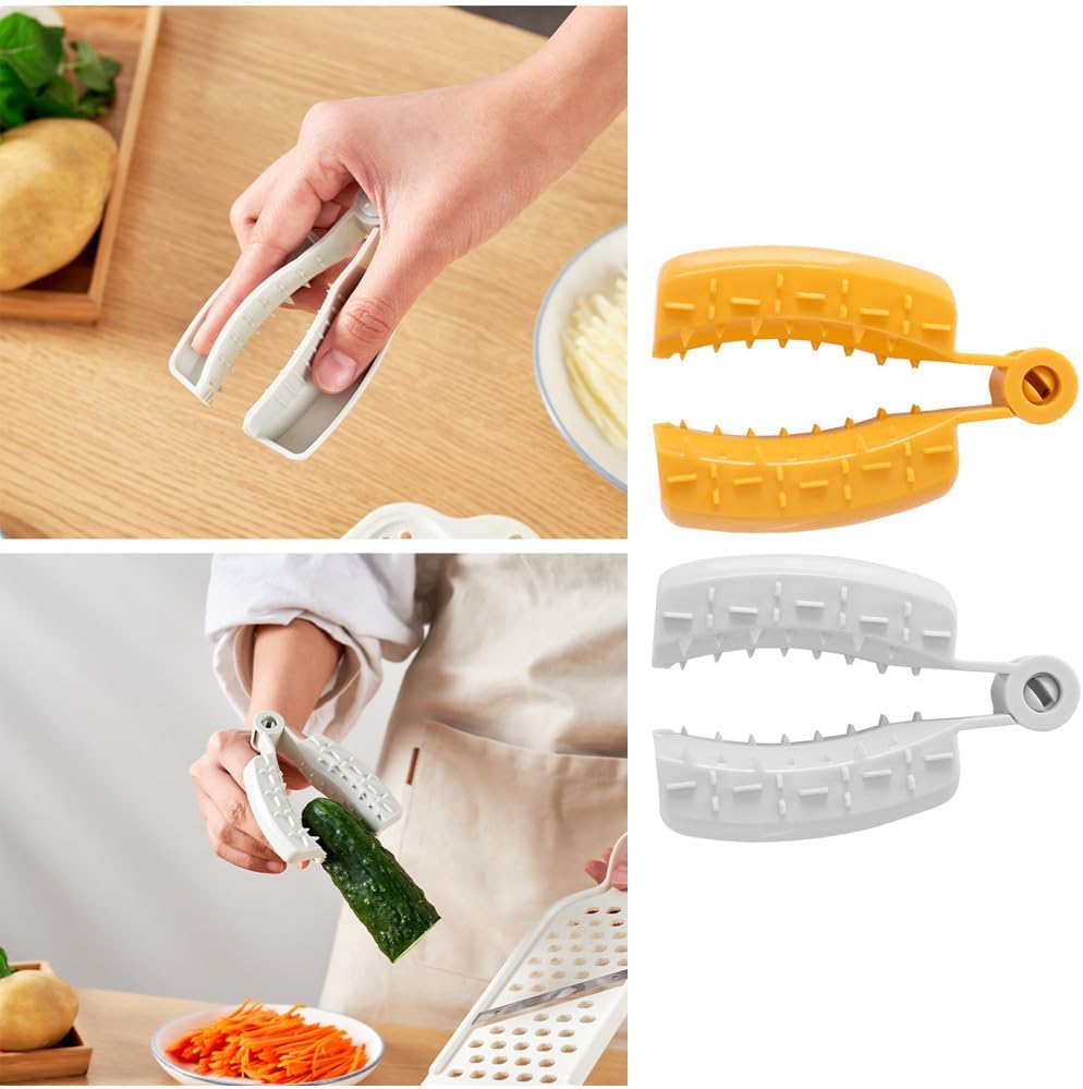 2 Pack Finger Guards Knuckle Protector Non-Slip Clips Handle Grip Safety Hand Guard for Mandoline Slicers Cheese Grater Handheld Chopping Grating Cutting Slicing Fruits Vegetables Veggies