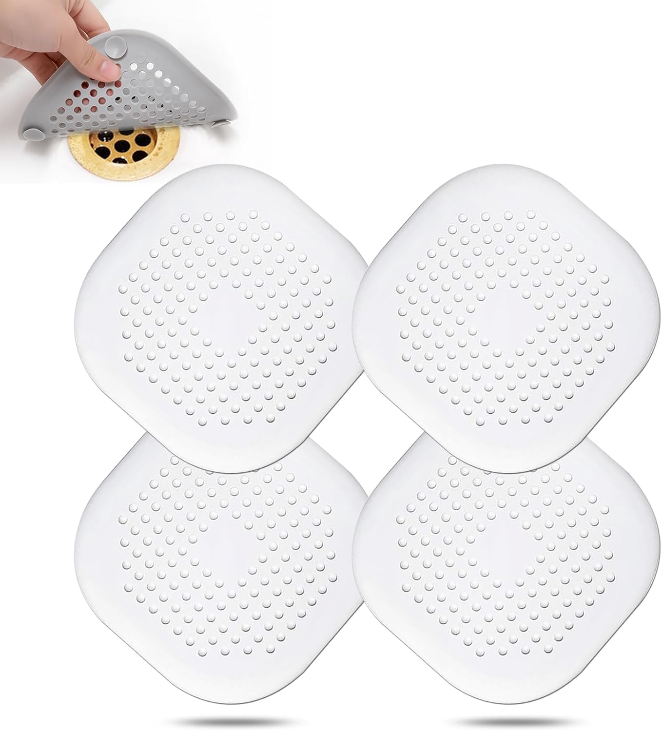 Bovinde Hair Drain Catcher,Square Cover for Shower 2 Pack (Black) | Drainer Cover Silicone Hair Stopper with Suction Cups,Protector Accessories,Easy to Install Suit for Bathroom,Bathtub,Sink