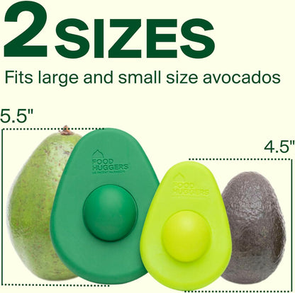 Food Huggers Avocado Huggers 2pc Silicone Reusable Avocado Savers with Pit Storage | BPA Free, Dishwasher Safe Holder | Large & Small Set