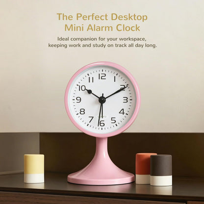 Alarm Clock, Metal 3 inch Silent Non Ticking Small Clock with Night Light, Battery Operated, Desk Analog Clock for Bedrooms Decoration, Old Fashioned Style Clock for Bedside, Adult, Gift