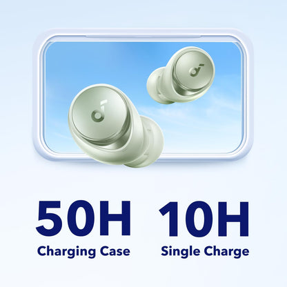 soundcore by Anker Space A40 Auto-Adjustable Active Noise Cancelling Wireless Earbuds, Reduce Noise by Up to 98%, 50H Playtime, Hi-Res Sound, Comfortable Fit, App Customization, Wireless Charge (Blue) | Reduce Noise by Up to 98%, Ultra Long 50H Playtime,