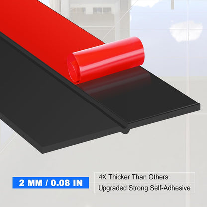 ToLanbbt Weather Stripping Silicone Door Seal Strip 2 in x 10 ft Door Draft Stopper Self Adhesive Tape, Side & Bottom Gaps Insulation Seal for Glass Shower Sliding Window, Black
