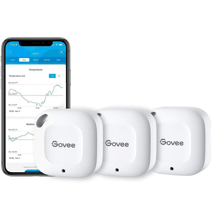 Govee Smart Bluetooth Thermometer Hygrometer H5074, Mini Humidity Sensor | Monitor temp/humidity with alerts, 262ft range. Export 2-yr data, precision sensor, portable. For greenhouse & incubators