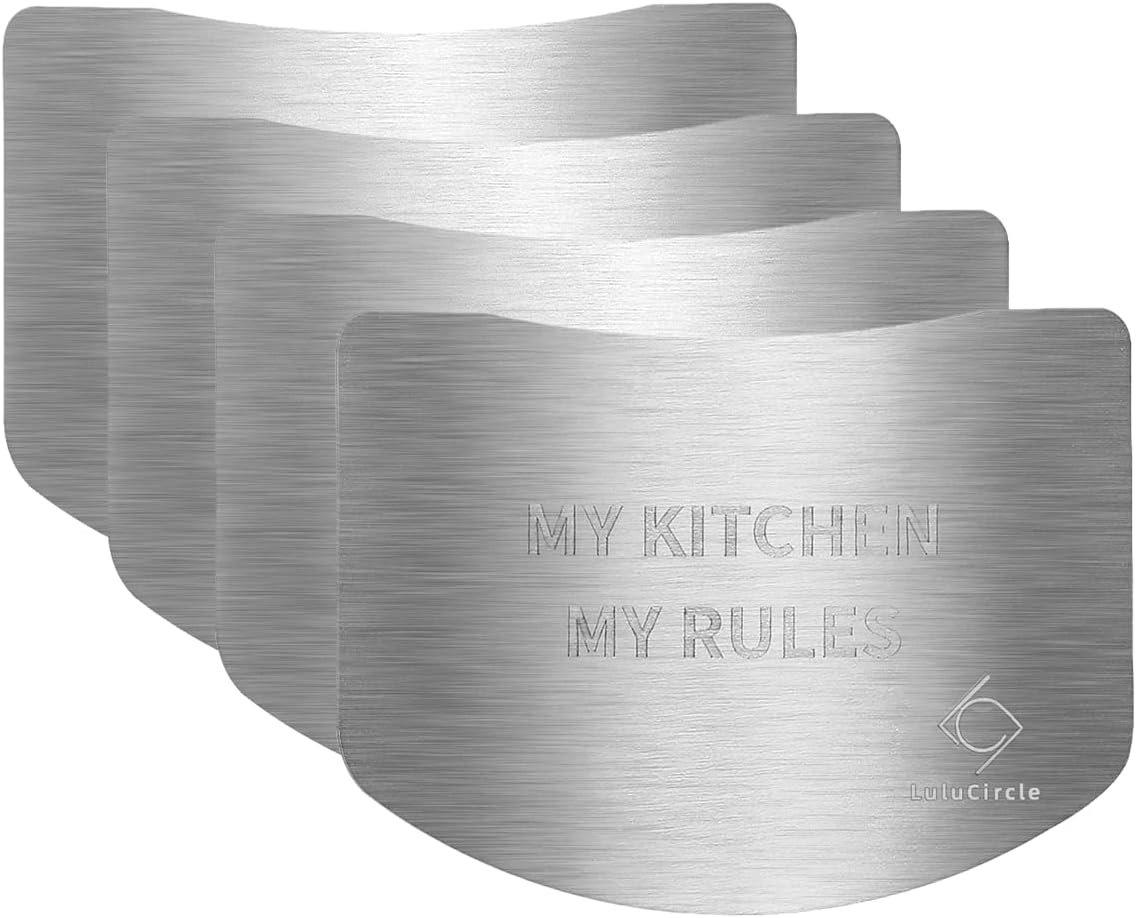 Finger Guards for Cutting, Stainless Steel 304 Finger Guard for Cutting Food, Finger Protectors, Finger Protector, Avoid Hurting when Slicing and Dicing, Black 2 Pieces