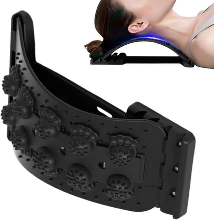 Back Stretcher - Lumbar Spine Relaxer, 4-Level Adjustable Relaxation Board | Yoga Back Stretcher | Scoliosis Massager Device with Black Massage Head for Muscle Alignment Cracking Lower Påin Ŕelief Ho