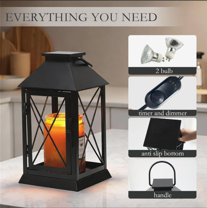Candle Warmer Lamp with Timer, Farmhouse Rustic Lantern