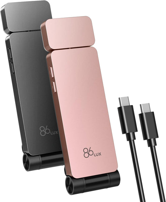 86lux Reading Light, Rechargeable Book Light for Reading in Bed, Ultralight Clip-on LED Bookmark Lamp with 3 Amber Colors & Stepless Dimming for Night Reading for Book Lovers, Kids, Grey&Pink Brown
