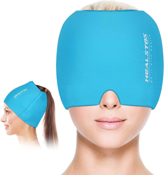 Cold Hat, Ice Cap, Cold/Hot Therapy Reusable Ice Head Wrap, Grey | 360°Compression Flexible Ice Pack Head Wrap, Cold Head Wrap, Migraine Relief Cap, Ice Head Wrap for Stress, Puffy Eyes