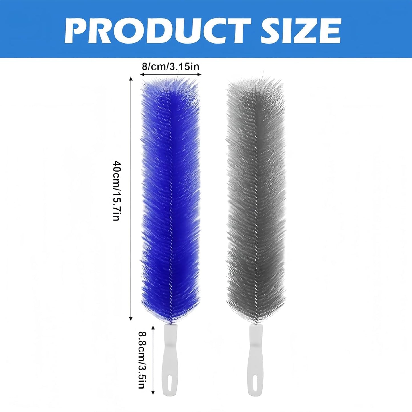 Fan Cleaning Brush – Bendable Microfiber Duster, Reusable Dust Remover, Washable, for Electric Fans, Air Conditioning, Blinds, Vents, Car & Home Use，Blue：2