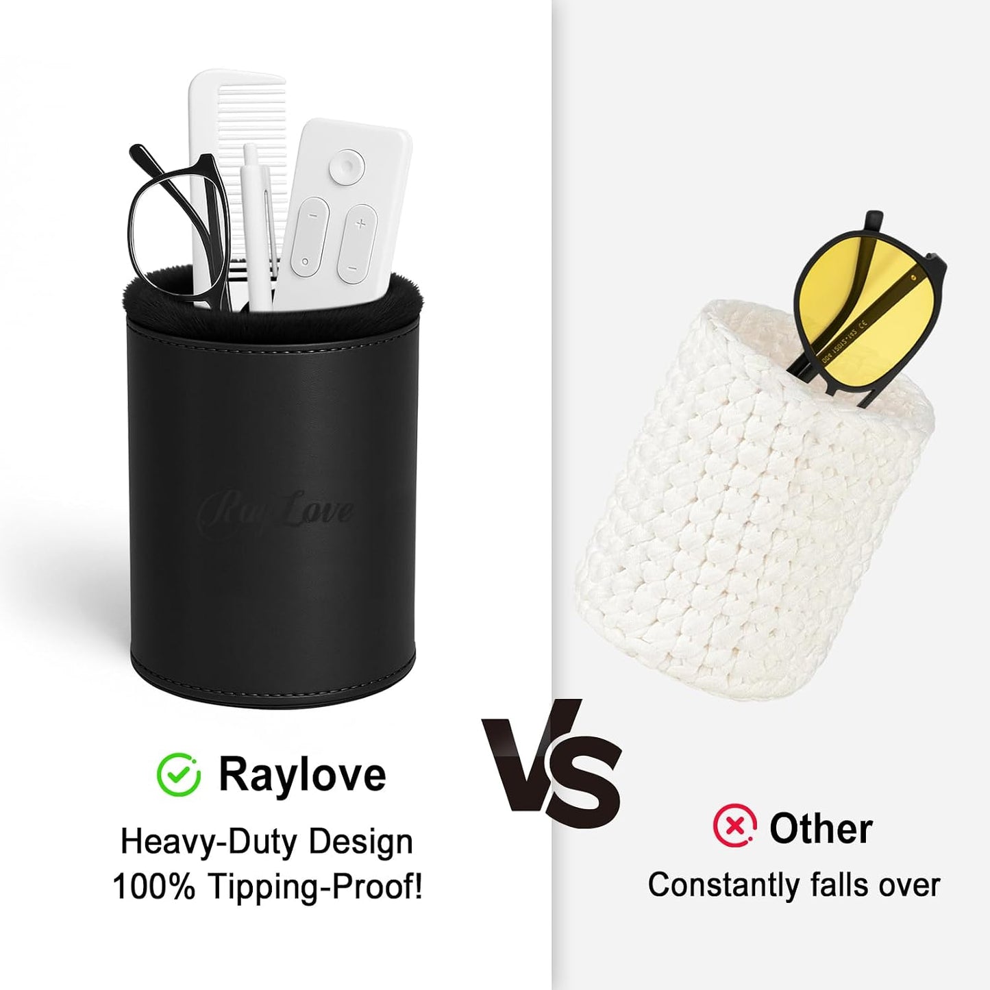 RayLove Leather Eyeglasses Case, Glasses Case, Anti-scratch Glasses Storage Organizer, Sunglasses Case with Soft Plush Lining