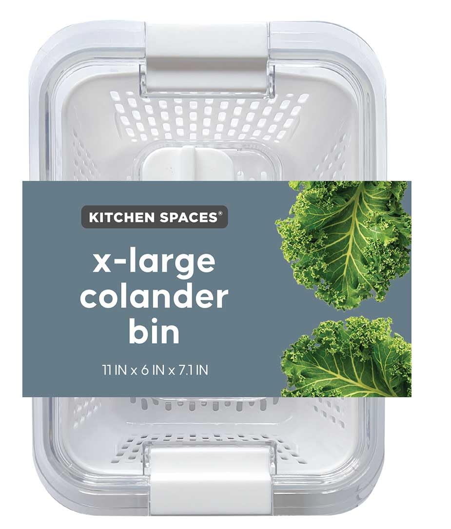 Kitchen Spaces Stackable Fridge Storage Colander Containers, Variety Pack | 3 Sizes to Store Fresh Produce, Organize Washed Fruits and Veggies, Snap and Seal Lids with Adjustable Vents, Hand Wash Only