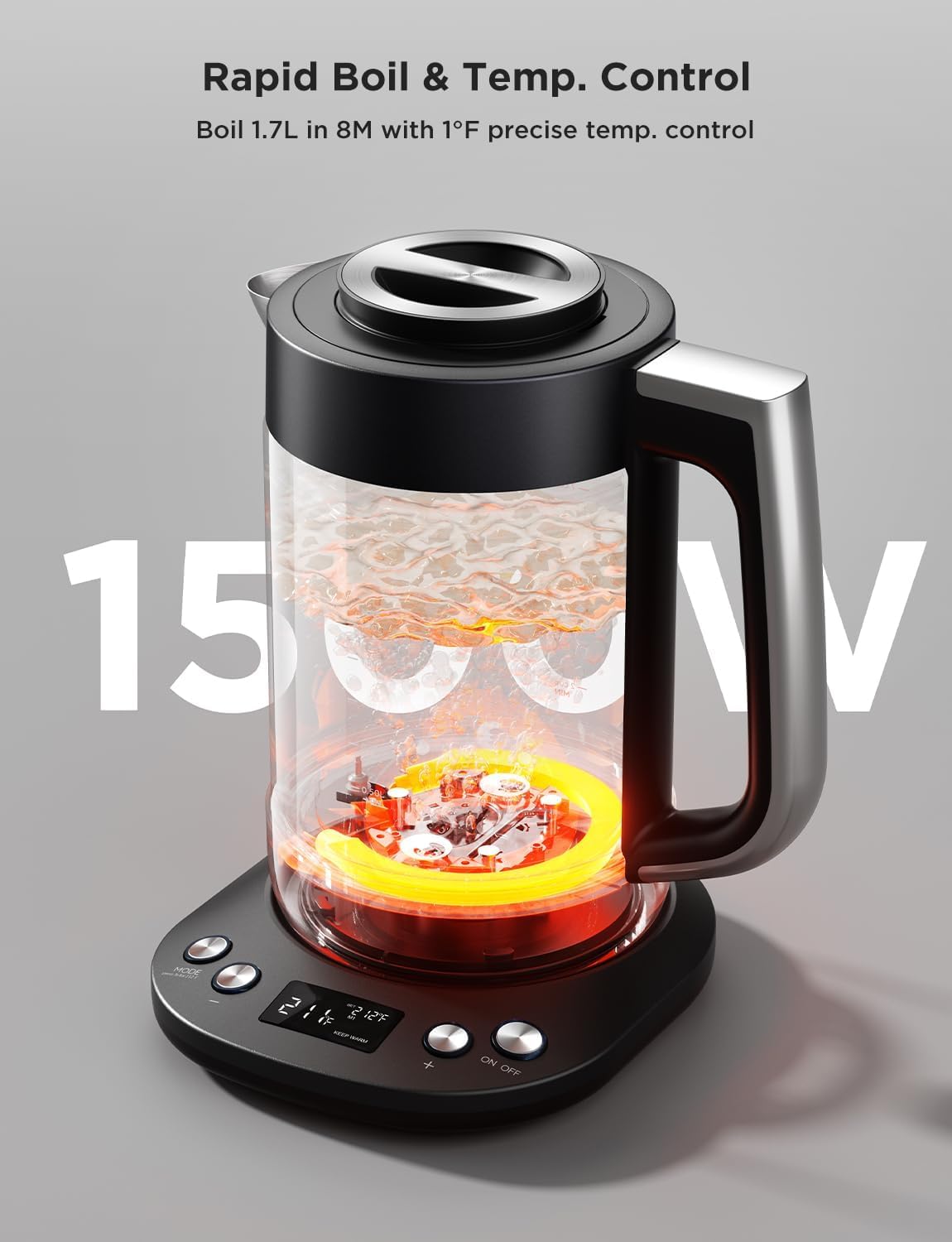 GoveeLife Smart Electric Kettle with Tea Infuser for Loose Leaf, 1.7 L Electric Tea Kettle with Brewing Program, Variable Temperature Control, 2 H Keep Warm & Auto Shut-Off, BPA Free. Black | Electric Tea Kettle with Brewing Program, Variable Temperature