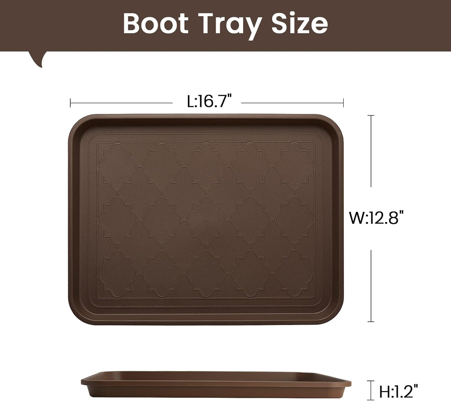 Boot Tray 2 Packs All Seasons Multi-Purpose, Waterproof Boot Trays for Entryway Indoor & Outdoor, Non-Slip Shoe Tray, 16.7"x12.8",Grey