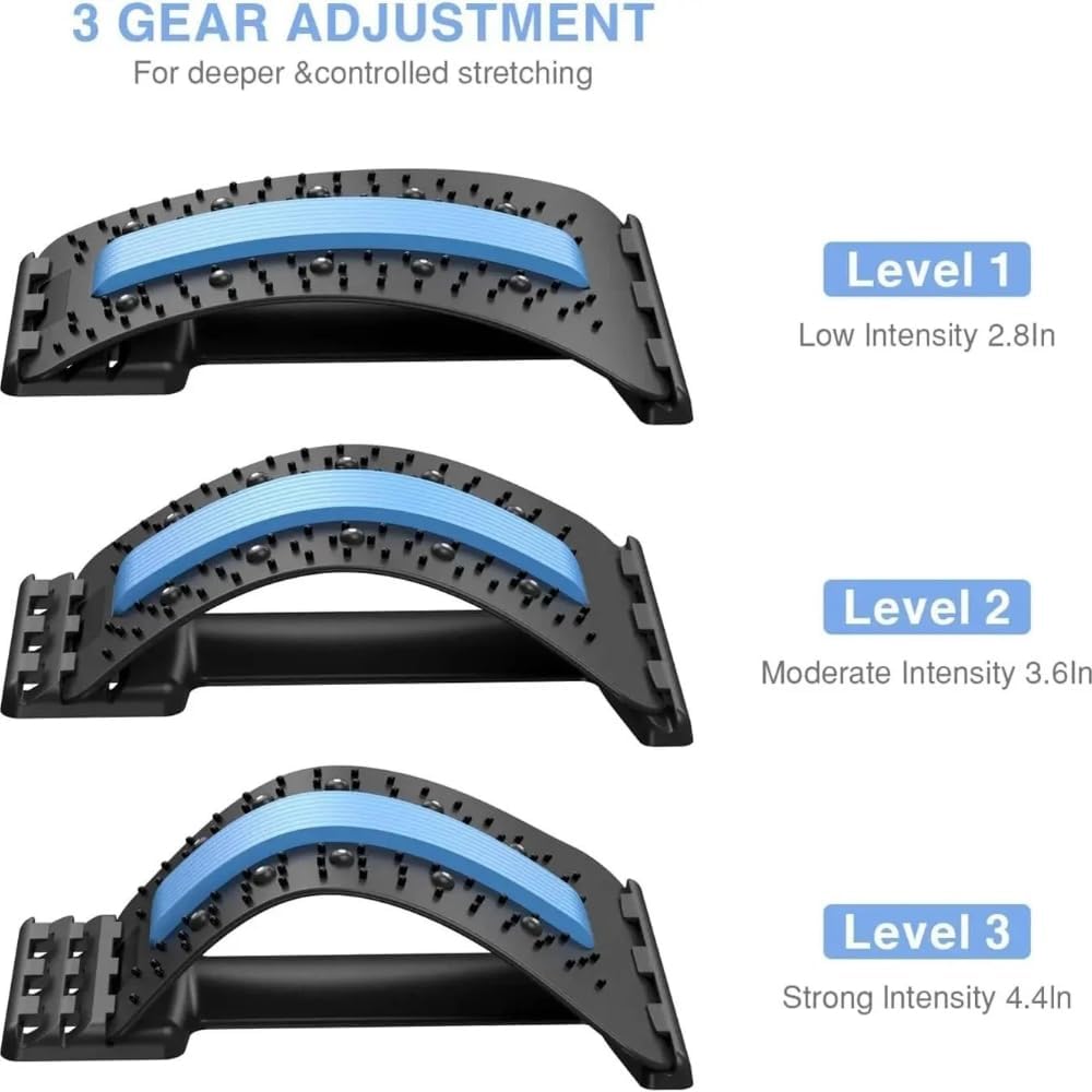 Back Stretcher for Lower Back Pain Relief – Lumbar Support Spine Stretcher with Adjustable Arch & Acupressure Points – Back Pain Relief Device for Posture Correction, Sciatica & Back Massager