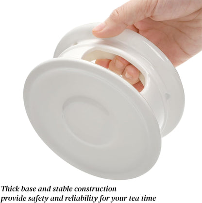 Ceramic Teapot Warmer, Gold Rim Teapot Heater with Tealight Holder | White Porcelain Tea Kettle Holder Warming Base for Heating Coffee, Milk, Water, Soup