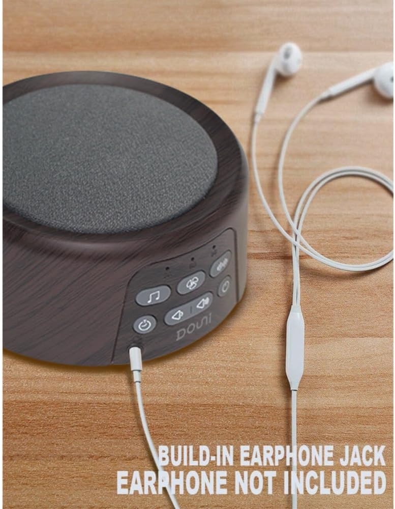 Douni White Noise Machine for Sleeping - 27 Non-Looping Soothing Sounds Sleep Sound Machine with Timer & Memory, 3.5mm Jack, Wood Grain Sound Machine for Hotel Bedroom Office