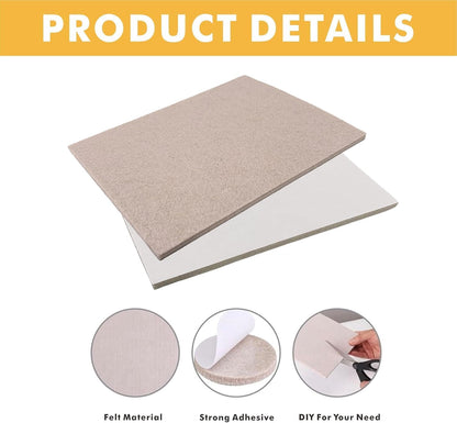 Felt Furniture Pads Self-Adhesive for Hardwood Floors, 8pcs 8" x 6" x 1/5" Cuttable Furniture Pads Square Furniture Movers, Floor Protector Cut into Any Shape, Beige