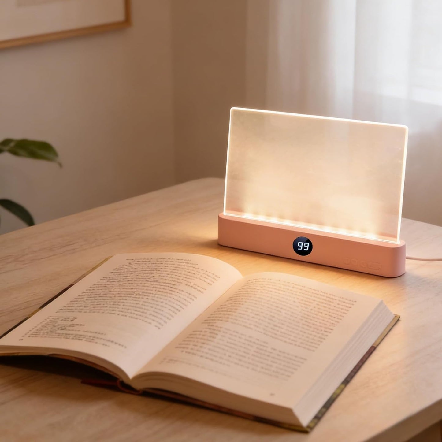 Book Light, Rechargeable Clear LED Flat Reading Light with 3 Colors & Timer, Dimmable Panel Plate Lamp Book Full Page Light for Reading in Bed at Night, for Women Readers Kids Book Lovers (White)