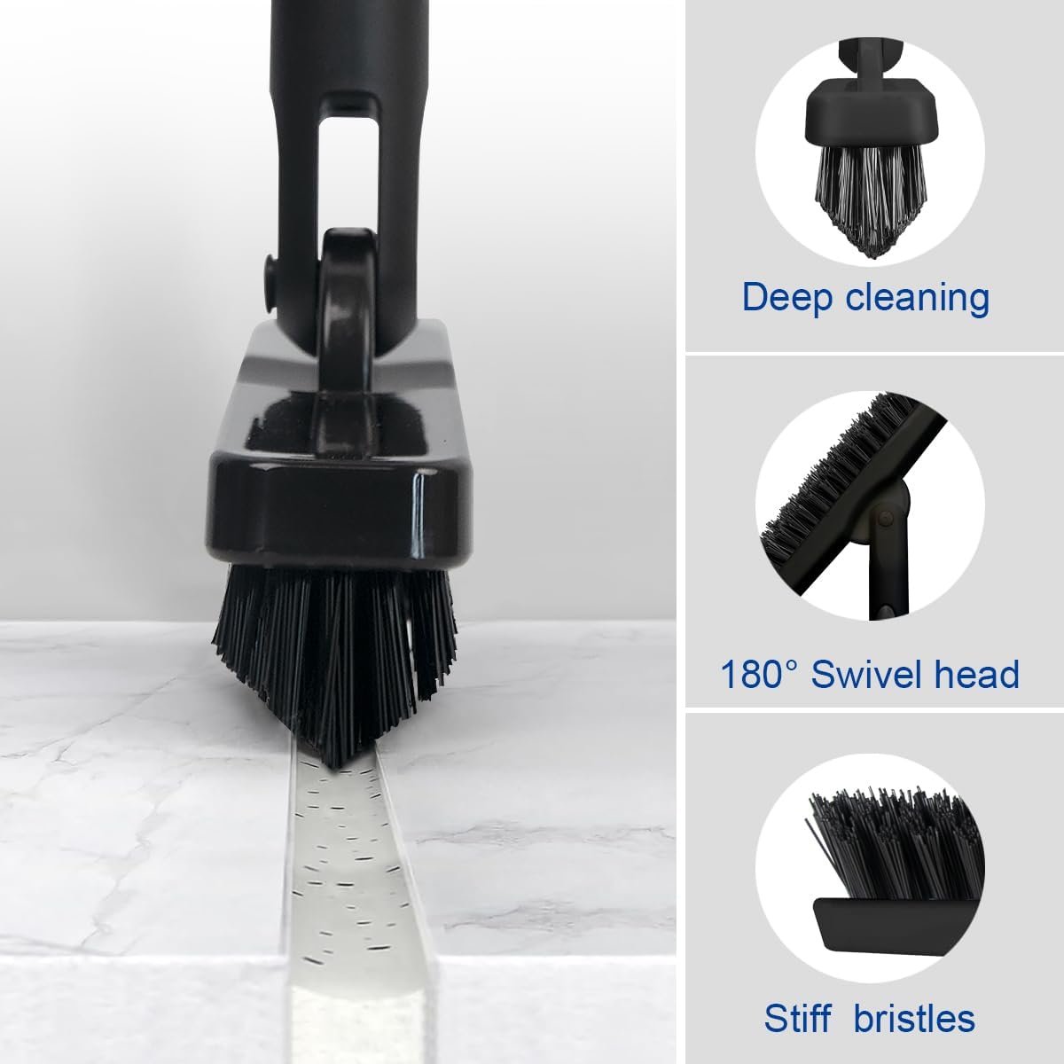 CELOX Grout Brush with Long Handle, Tile Grout Cleaner Brush for Tile Floors, for Shower Tile, for Cleaning Grout