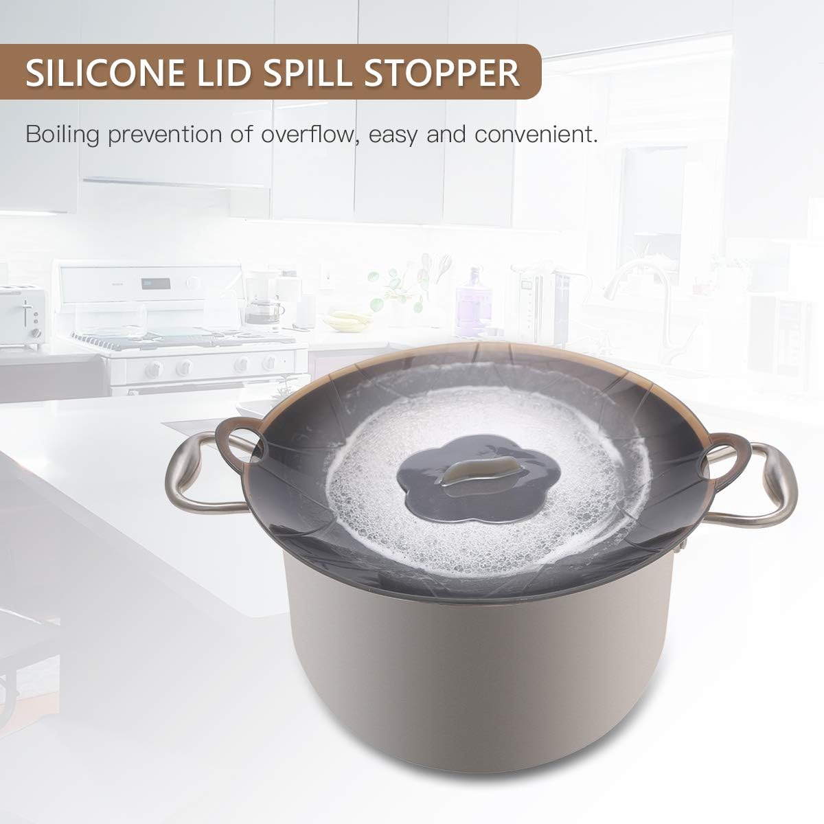 Silicone Spill Stopper Lid, Silicone Boil Over Safeguard Anti Spill Lid Cover Multi-Function Kitchen Cooking Tool for Cooking Pots from 7-10inches