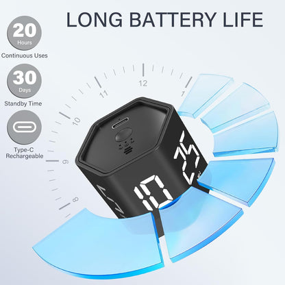 Rotating Pomodoro Timer 5, 25, 10 30,60 Mins Preset Stopwatch, Desk Flip ProductivityTimer, ADHD Tool Hexagon, Vibration/Mute/Alarm, for Work, Study, Back to School, Kitchen, Black