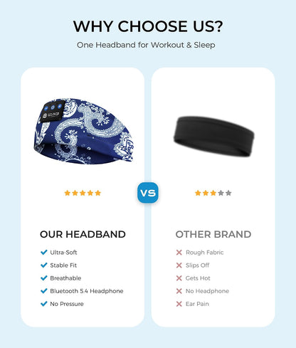 LOVE EYE Wireless Bluetooth 5.4 Sleep Headband Headphones for Side Sleeper