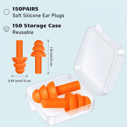 Tondiamo 150 Pairs Ear Plugs Bulk Individually Wrapped Earplug, Multicolor