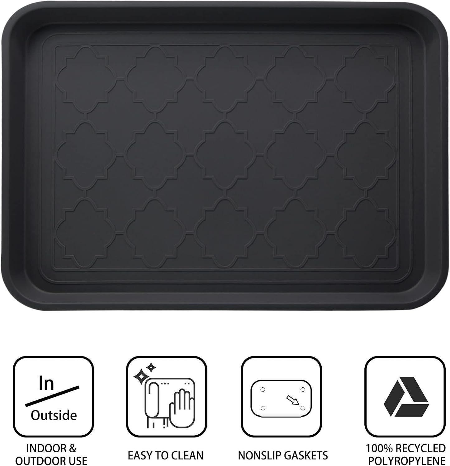 WATANIYA PET Boot Tray for Entryway Indoor, Heavy Duty Shoe Mat Tray 2 Packs, 16.7"x12.8" Waterproof Shoes Trays with Raised Edge, Outdoor Multi-Purpose Mats for Boots, Garden, Pets