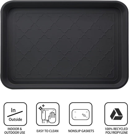 WATANIYA PET Boot Tray for Entryway Indoor, Heavy Duty Shoe Mat Tray 2 Packs, 16.7"x12.8" Waterproof Shoes Trays with Raised Edge, Outdoor Multi-Purpose Mats for Boots, Garden, Pets