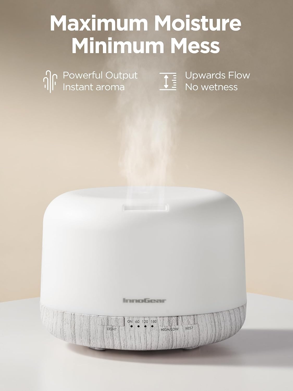 InnoGear Aromatherapy Diffuser & 10 Essential Oils Set, 500ml Essential Oil Diffuser with Remote Control Mother's Gift Ultrasonic Cool Mist Scent Humidifier Vaporizer Auto-Off Timer for Home, Yellow