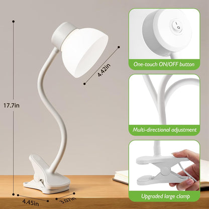 GyroVu Clip-On Desk Lamp, Eye-Care LED Reading Light, Adjustable Gooseneck, Anti-Tip Bedside Reading Light—Small Desk Lamps for Home Offices, College Dorm Rooms, and Bed Headboards (Black)