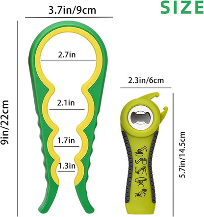 Jar Opener for Seniors with Arthritis,Jar Opener for Weak Hands,5-in-1 Bottle Opener,4-in-1 Can Opener (A-Blue)