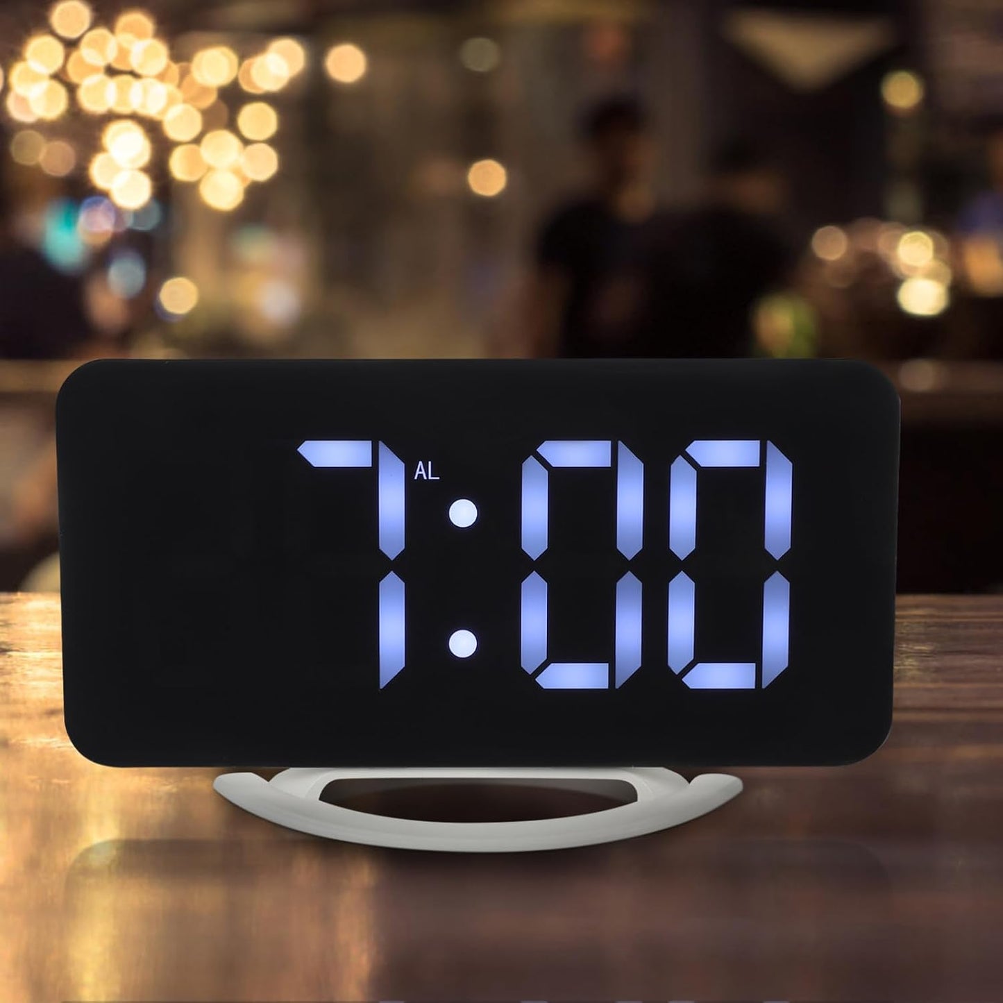 FRCOLOR Digital Vibrating Bed Shaker Alarm Clock Large LED Display Loud Alarm for Heavy Sleepers Bedroom Use with RGB Mirror Screen and Snooze Function