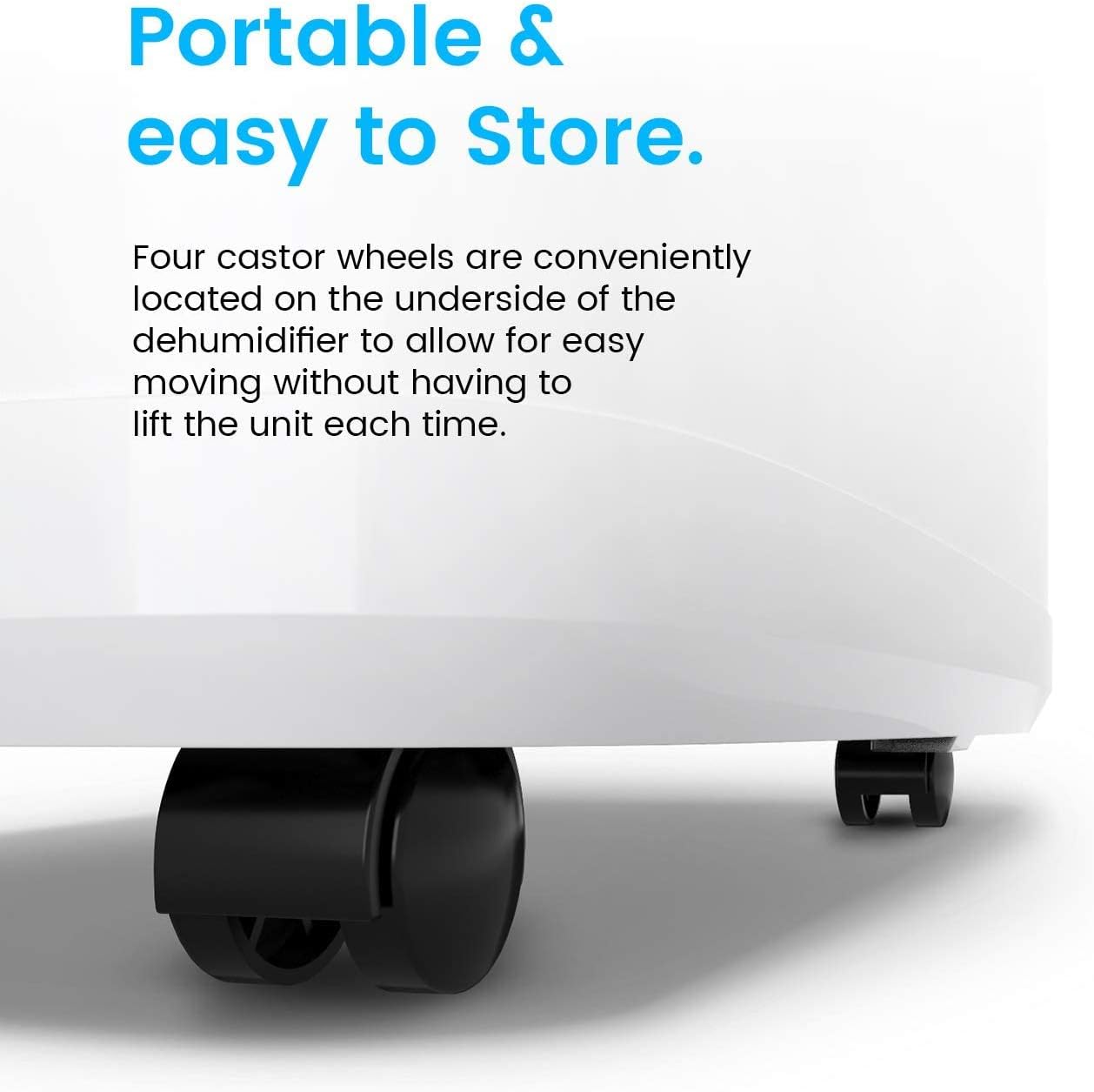 Pro Breeze Electric Mini Dehumidifier, 2200 Cubic Feet (250 sq ft), Compact and Portable for High Humidity in Home, Kitchen, Bedroom, Basement, Caravan, Office, Garage