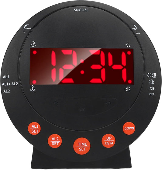 Fabater Vibrating Alarm Clock, Powerful Bed Shaker for Heavy Sleepers LED Vibration Reminder Clock Dual USB Charging Alarm with Adjustable Brightness Stepless Volume Control for