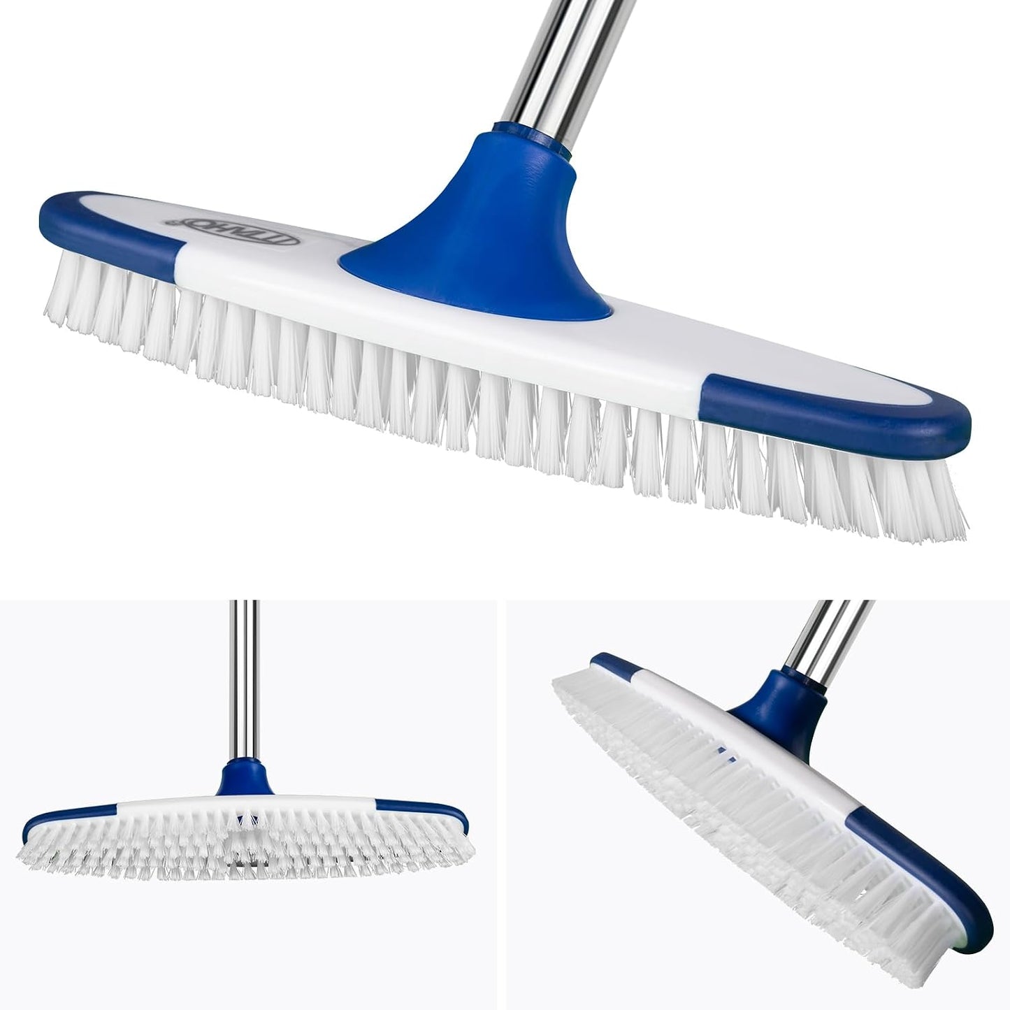Floor Scrub Brush with Long Handle - 53" Deck & Grout Cleaner Brush Set for Tile, Marble, Stone, Bathroom, Patio, Garage, Deck & Floor Cleaning